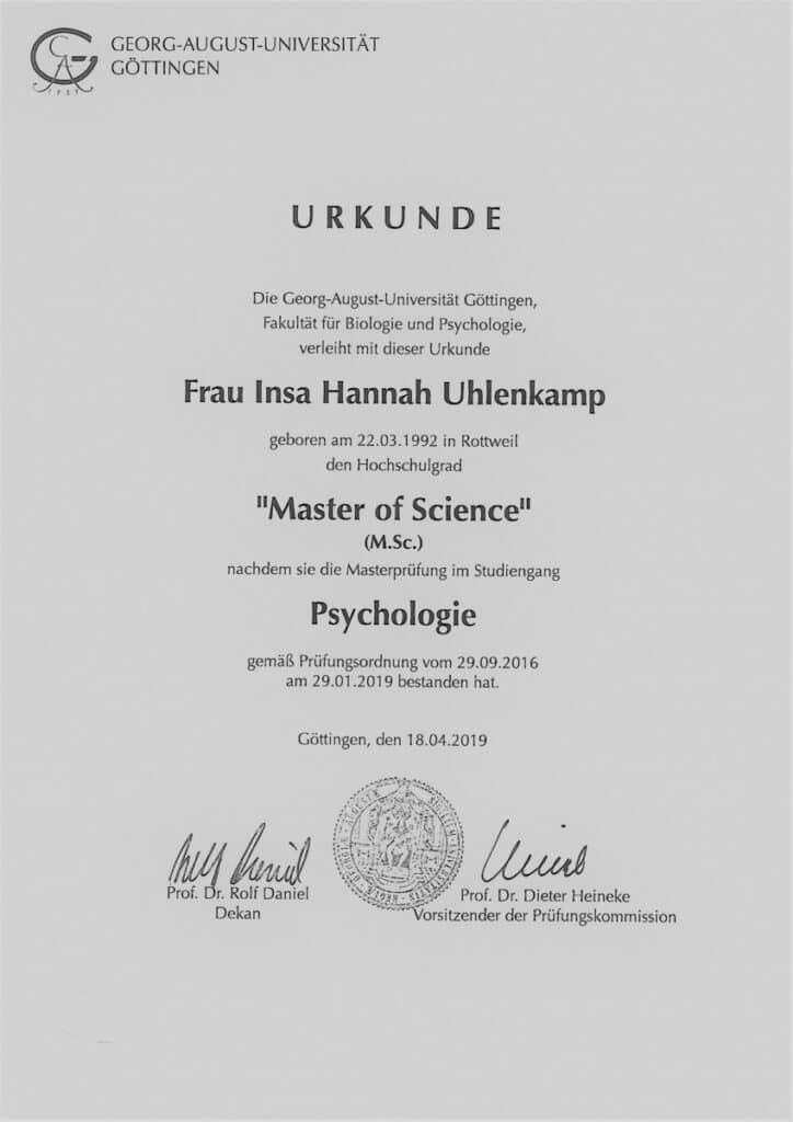 Insa Uhlenkamp_Master of Science Psychologie